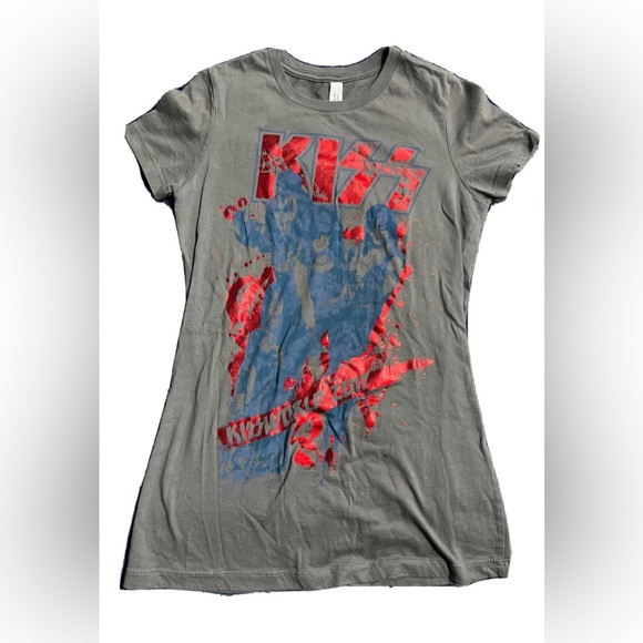 KISS Shirt Womens Small Gray Red Tour Concert Band Rock Ladies 2017 NEW - Picture 3 of 6